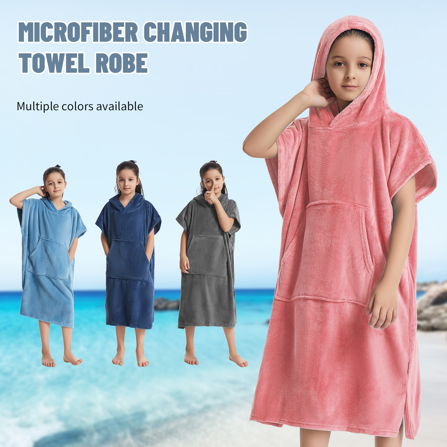 Mútao Toalha Infantil de Banho Robe de Troca: Toalha de Banho Macia com Capuz de Fleece Coral Quente - Poncho para
