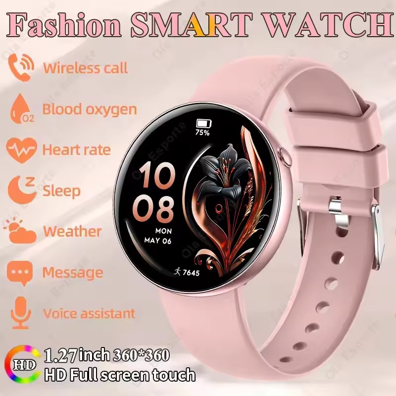Relógio Inteligente Feminino Bluetooth Chamada Smartwatch Moda Feminino Monitor de Saúde do Sono com Frequência