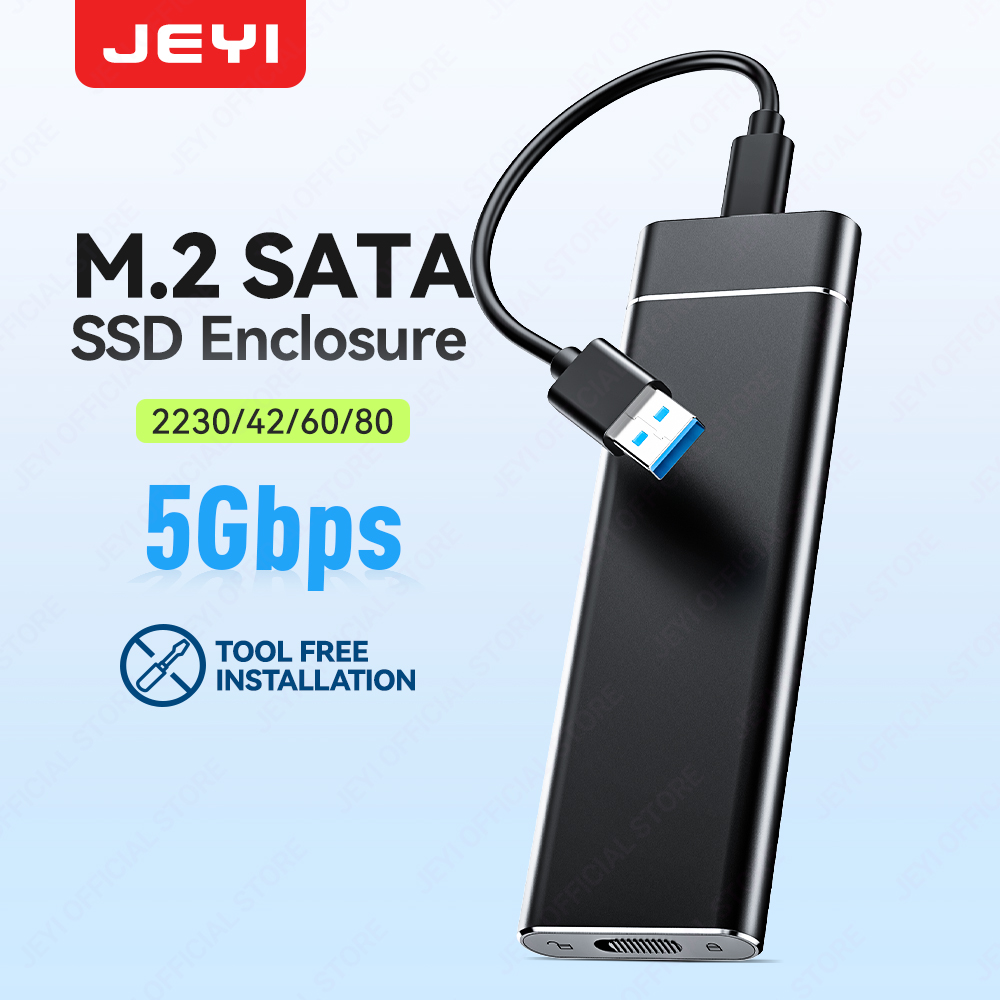 Adaptador de Gabinete SSD de Alumínio JEYI M.2 SATA, USB 3.1 (6 Gbps) para SSD SATA M-Key/(B+M) Key Externo