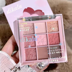 DIKALU Paleta De Sombras De 9 Cores Romântica Flor De Cerejeira Pérola Maquiagem Para Os Olhos