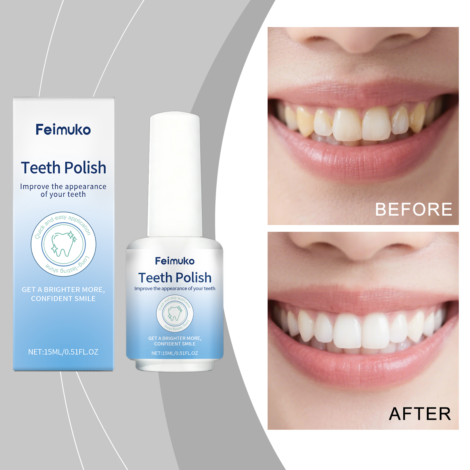  Tinta Clareadora Dentária Profissional com Dióxido de Titânio & Aplicador de Pincel para Sorriso Brilhante 15ml