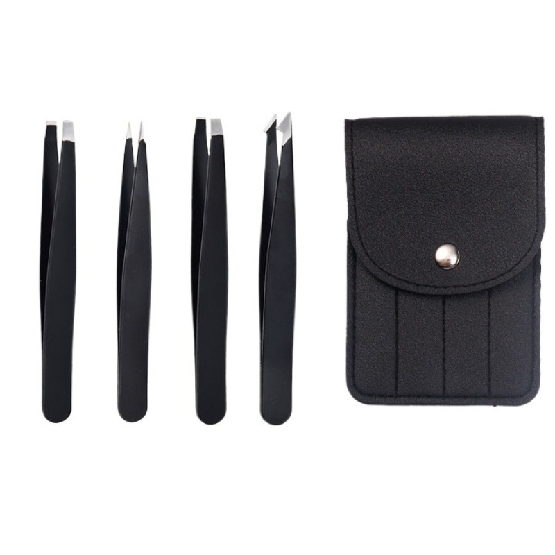 Conjunto De Pinças Universais 4 Peças-Ferramentas De Maquiagem Pretas Portáteis Para Modelagem De Sobrancelhas , Extensõ