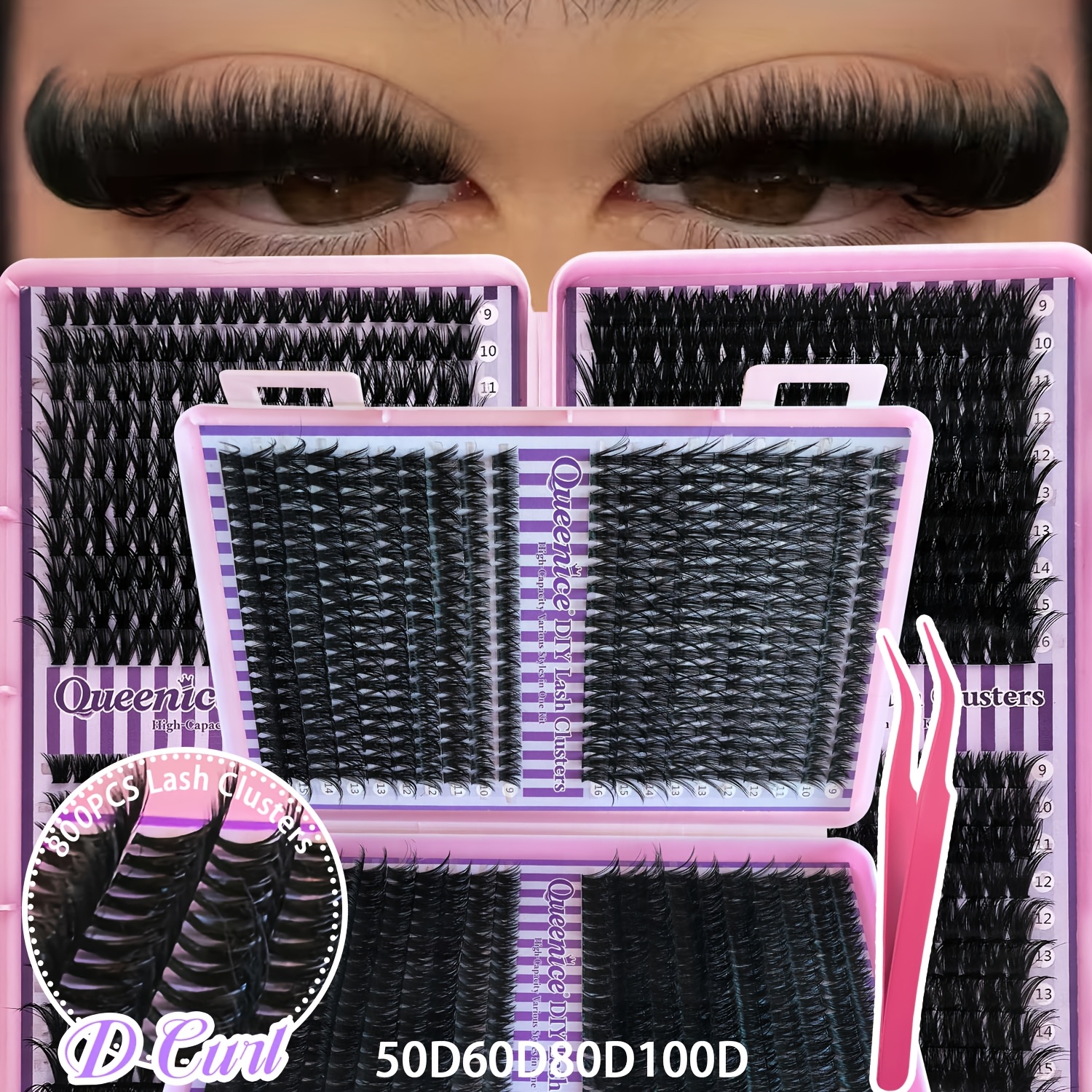 Cílios Volumosos Ultra-Grossos 800 Unidades , D/DD Curl 3D Shine 8-16mm Mix , Extensões Macias E Reutilizáveis Para Inic