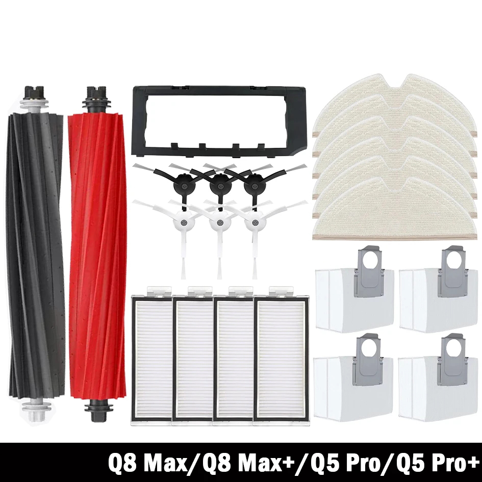 Artesanato Essencial Para Roborock Q8 Max Q5 Pro Peças De Reposição Acessórios Escova Lateral Principal Filtro Hepa Mop