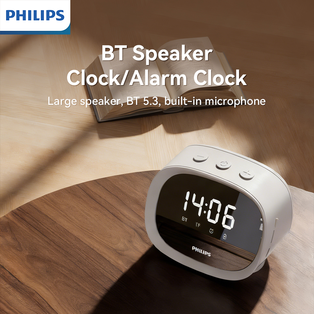 PHILIPS TAS2909 Alarme de alto-falante Bluetooth com 50mm de unidade de driver, configuração de driver duplo, chamadas