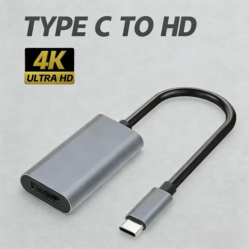 Adaptador USB-C para HDMI 4K HD Compatível, Conversor USB3.1 Macho para Fêmea de Vídeo para TV Box, MacBook e PC