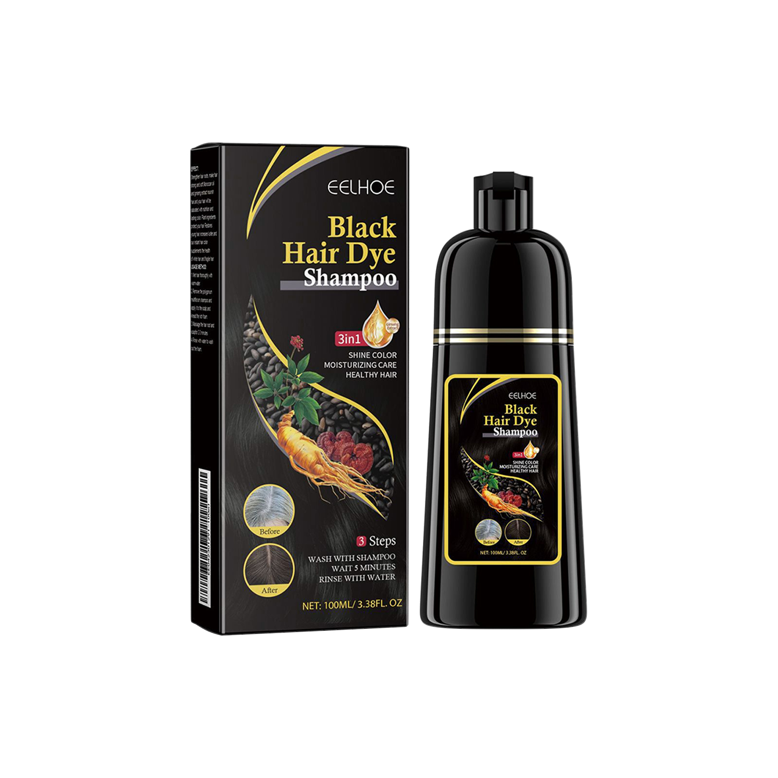 Eelhoe White To Black Shampoo Extrato Hidratante Cabelo Limpeza Suavizante Preto em Oferta na Shopee