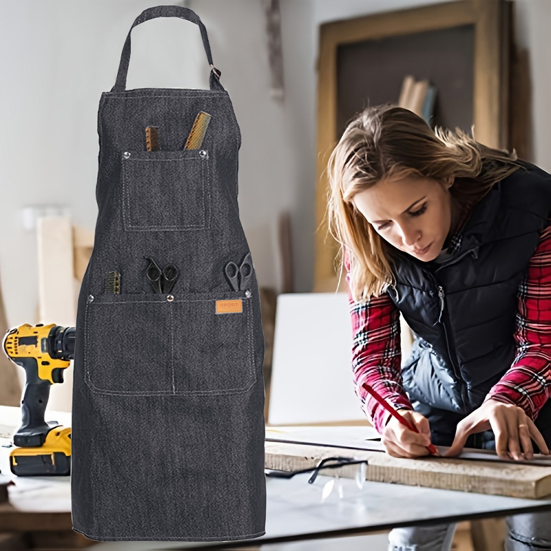 Avental Leve De Ganga Jean Tool Com Bolsos De Lona Encerado À Prova D'água Para Homens E Mulheres Trabalho Ajustável