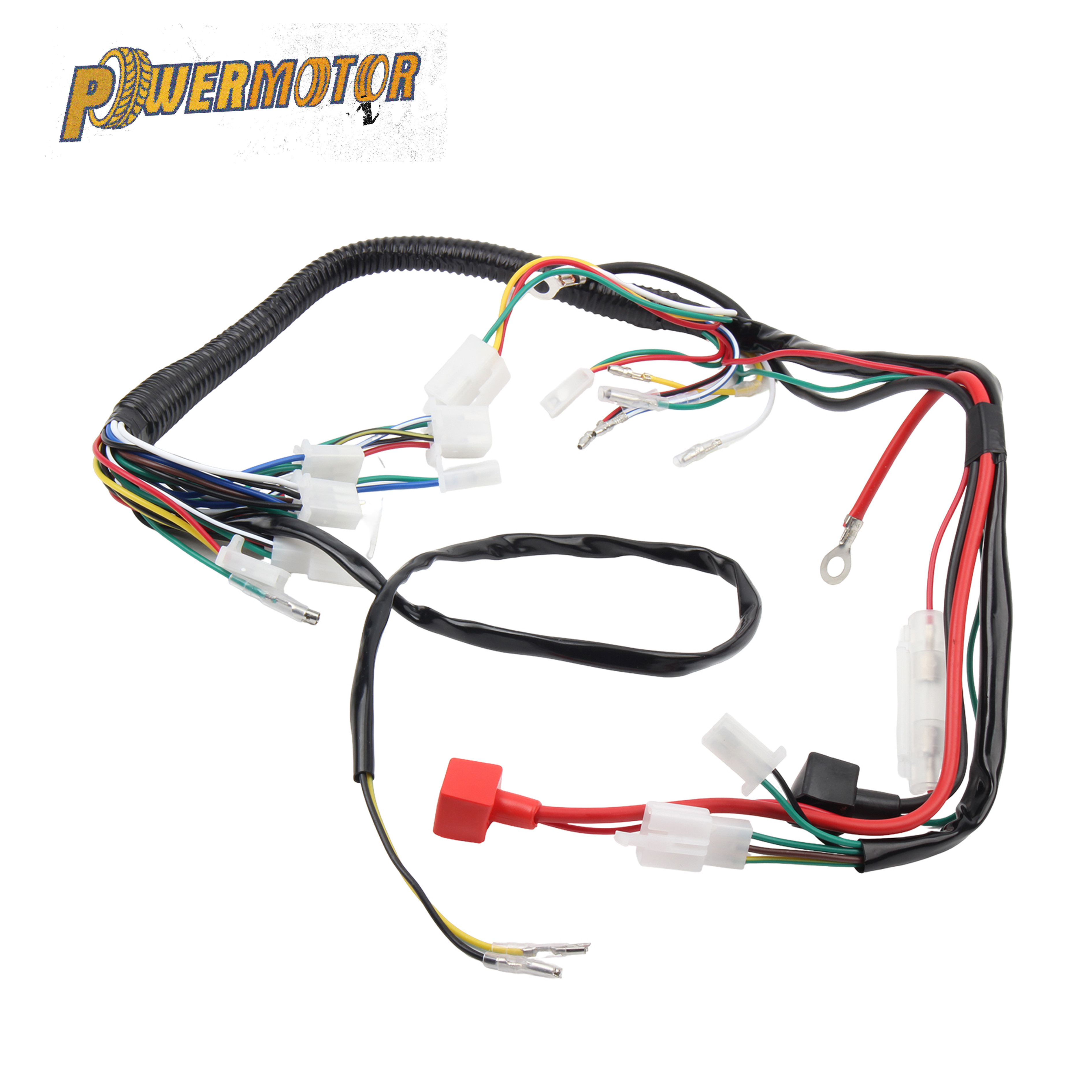 Conjunto de Cabos Elétricos Completo para 50cc 70cc 90cc 110cc 125cc ATV Quadriciclo, Moto de Trilha, Buggy, Go Kart
