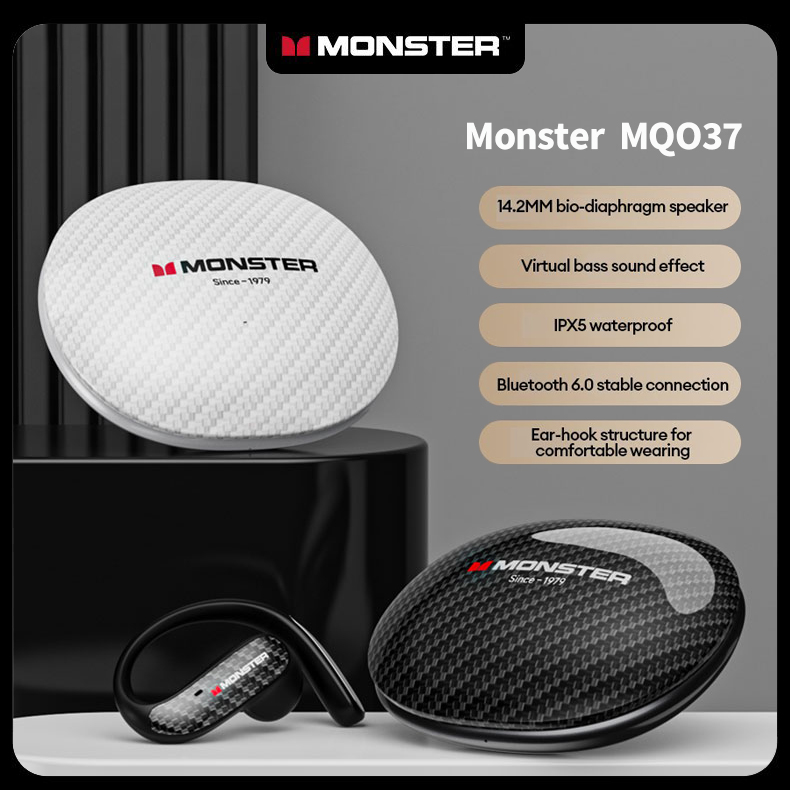 MONSTER MQO37 Fones De Ouvido Sem Fio Bluetooth Intra-Auriculares Com Cancelamento De Ruído HiFi Estéreo HD Chamada IPX5