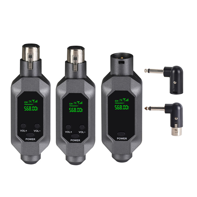 Sistema Conversor de Microfone Sem Fio UHF XLR Transmissor Receptor para 2 Microfones Dinâmicos Adaptador