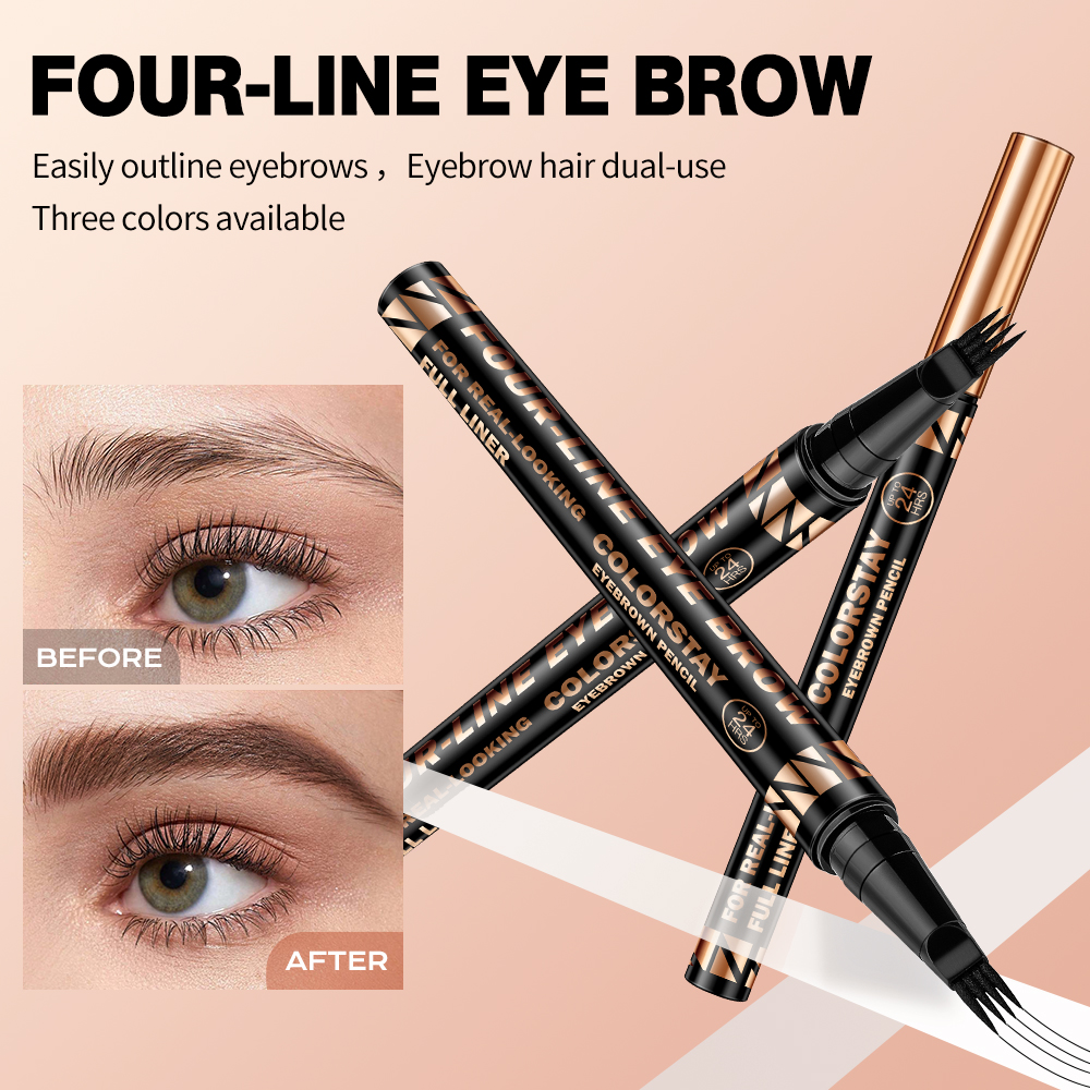 Caneta para sobrancelhas 4 pontas 4-Fork Microblading: caneta tatuagem ultra-fina 4 pontas para traços semelhantes a