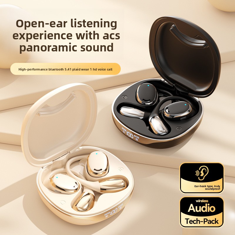  Fones de Ouvido Bluetooth M70, OWS com Gancho, Best-seller, Fones Sem Fio com Revestimento Cromado, Bluetooth 5.4,