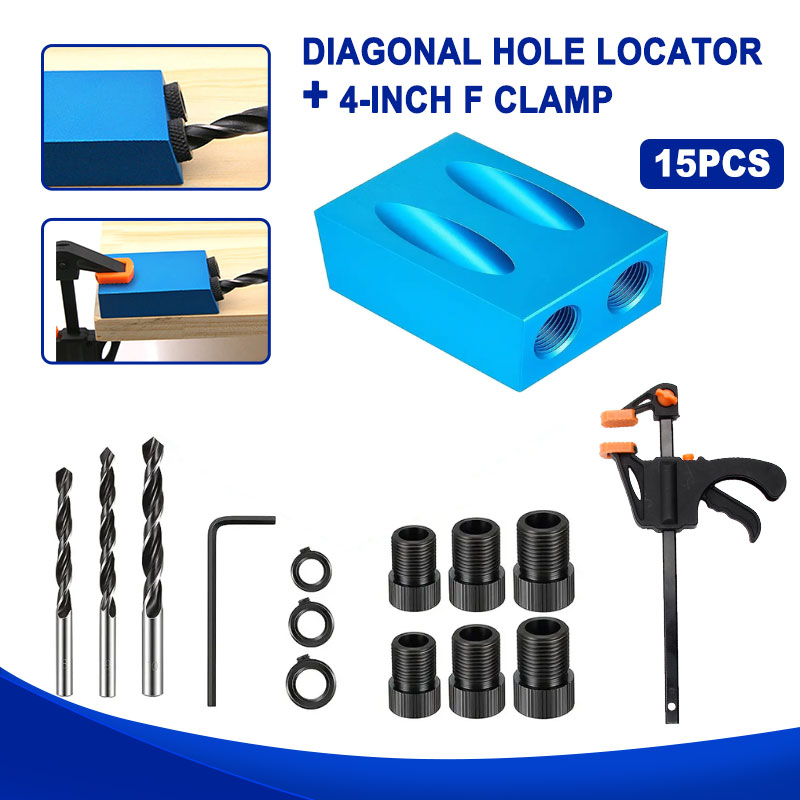Um Conjunto De Gabarito De Bolso Para Carpintaria , 15 Peças Graus , Azul , Suporte De Placa De Braçadeira F De 4 Tamanh