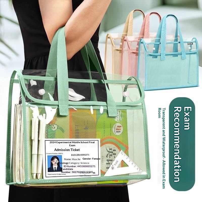 Pasta De Cartão E Livro De Envelope , Arquivo A4 , Bolsa De Exame Transparente Em PVC , Fecho De Pressão À Prova D'água