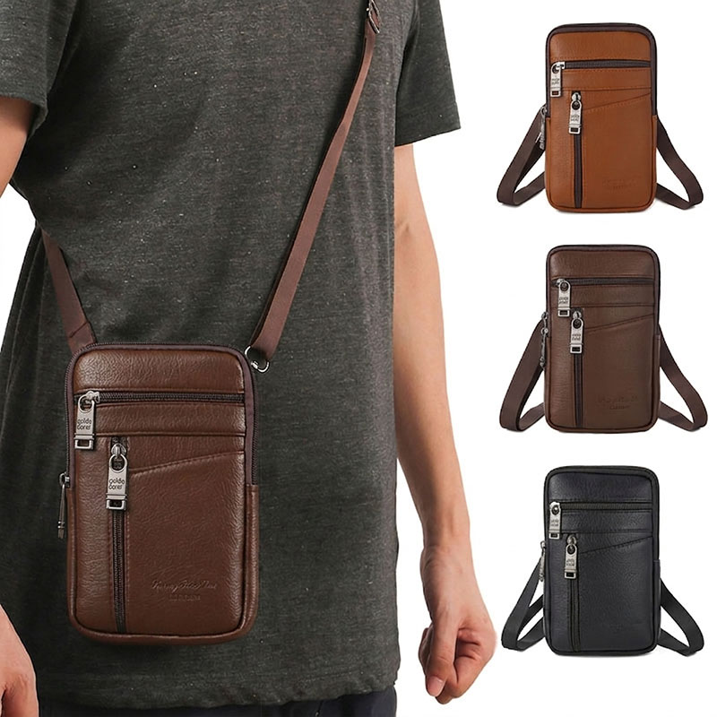 Bolsa Para O Ombro De Couro MINI Portátil Homem Peito