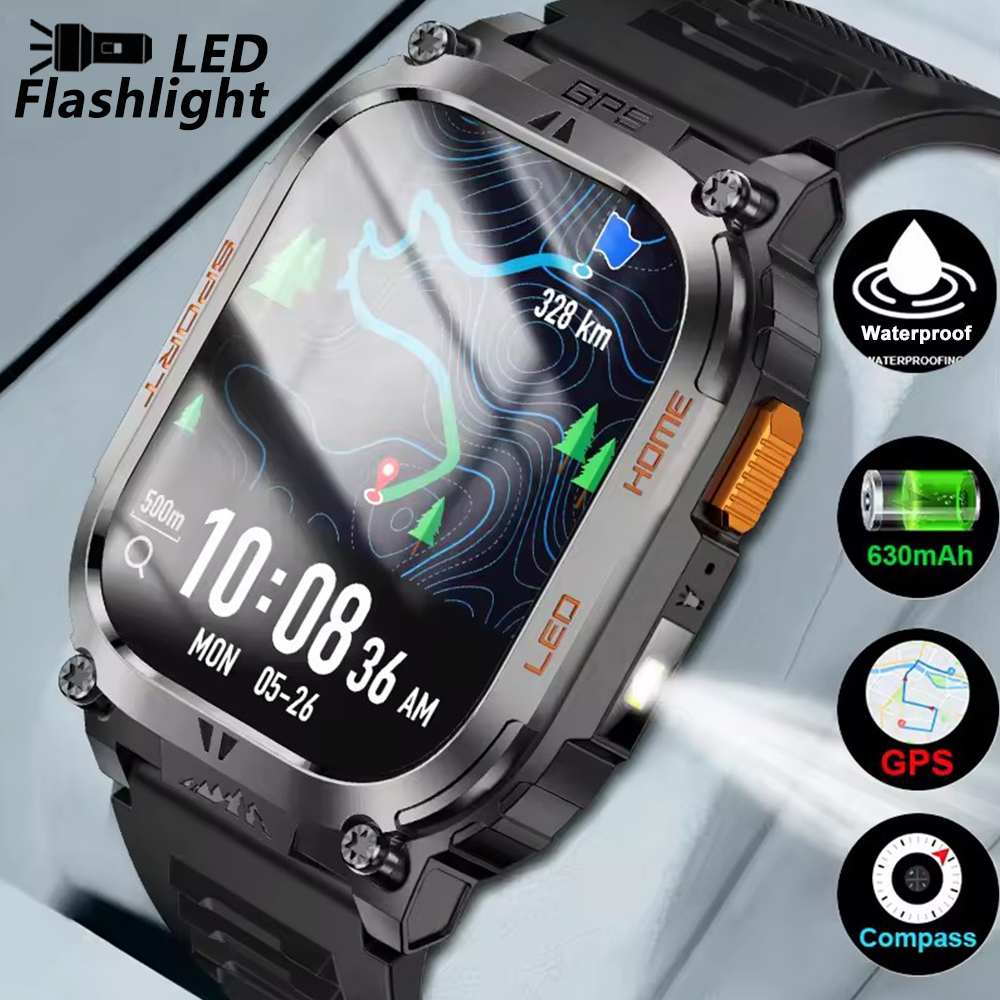  Novo Smartwatch GPS Masculino 2.01 polegadas Tela Grande HD Bússola Smartwatch Monitor de Frequência Cardíaca Chamada
