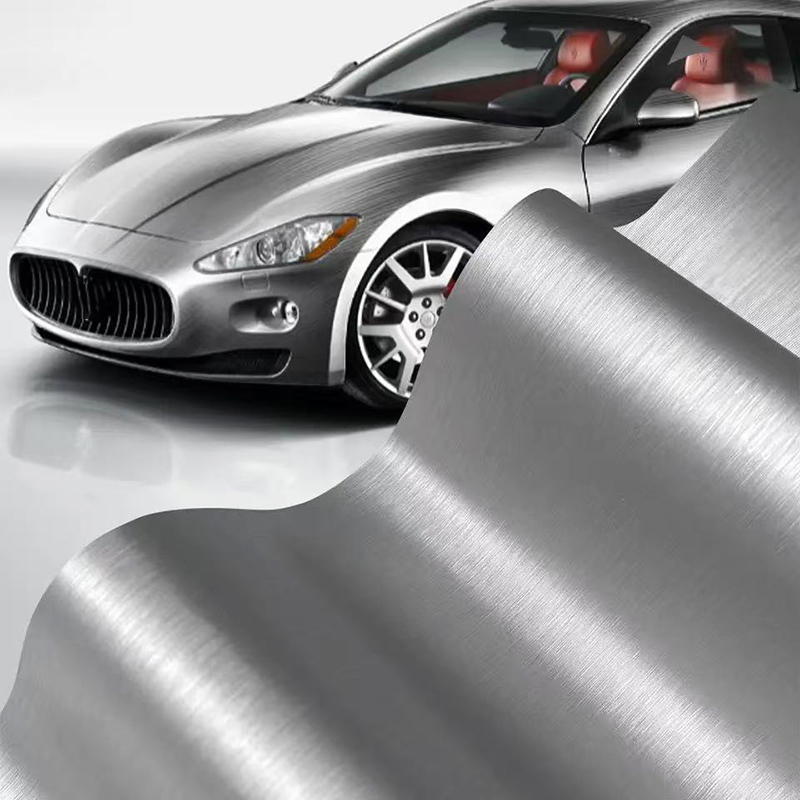 Adesivo Premium de Alumínio Escovado Prata para Envelopamento de Carro, Mudança de Cor, Película de Vinil sem Bolhas,