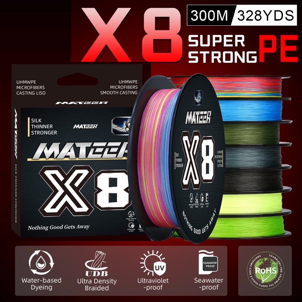 Linha de Pesca Multifilamento de 8 Fios, 500 Metros, Multifilamento PE, 15-100 lbs