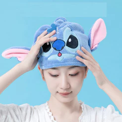 MINISO disney lilo & stitch series - touca macia, absorvente e secadora de cabelo 60cm × 23cm