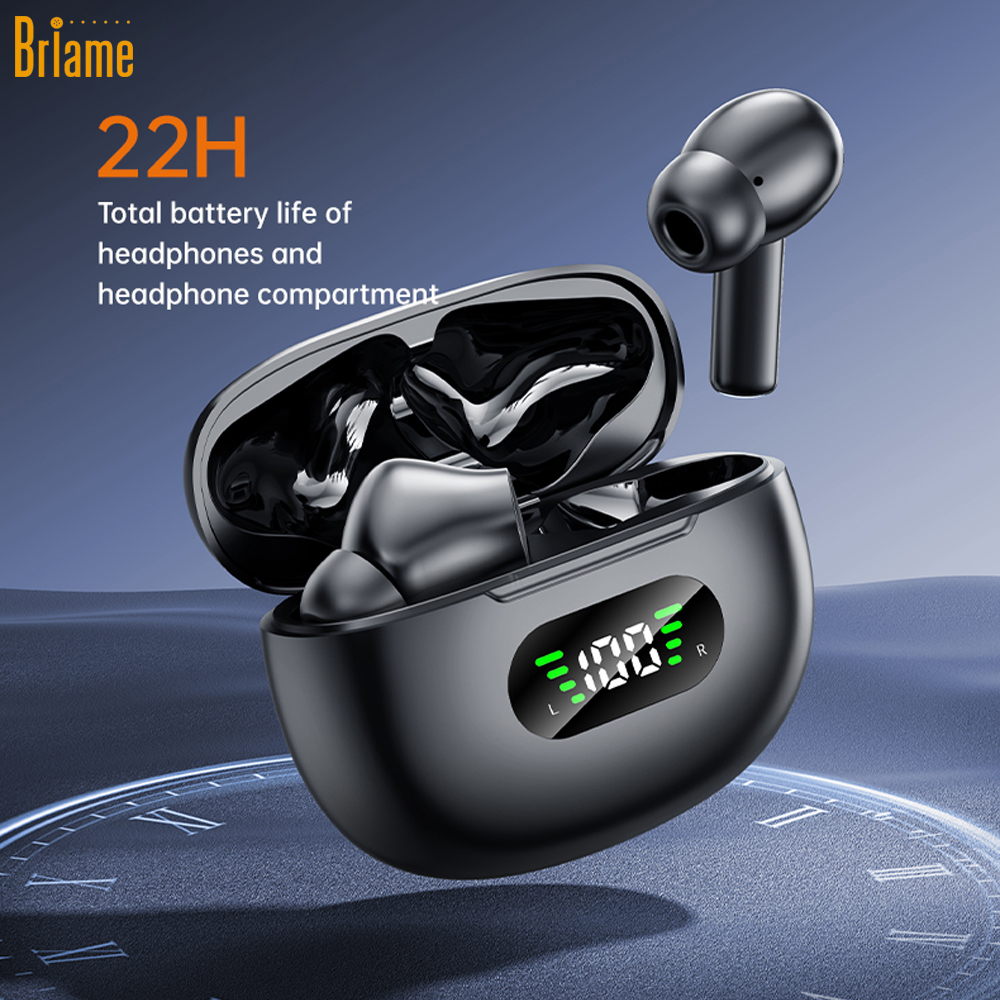  Fones de Ouvido Briame TWS Bluetooth Sem Fio, Fones de Ouvido Estéreo HiFi, Redução de Ruído, Fones de Ouvido à Prova