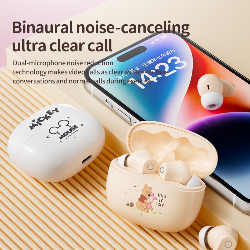  Fones de Ouvido Disney Q1 Sem Fio Bluetooth TWS Earbuds Mickey Mouse Fones de Ouvido Bonitos Mini Fones de Ouvido