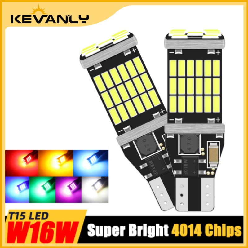 KEVANLY 2pcs T15 Lâmpada LED de Estacionamento para Carro e Moto 45SMD W16W Crystal