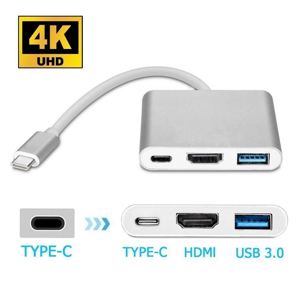 Adaptador HDMI Tipo C Para 4K Conversor De Projetor De Hub De Vídeo HDTV TV Laptop
