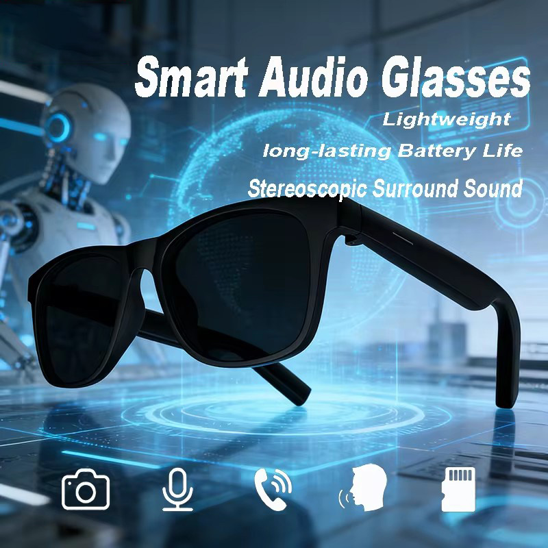 Óculos Inteligentes AI Unissex Sem Fio Bluetooth Chamada e Reprodução de Música Óculos de Sol Inteligentes com Proteção