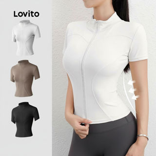 Lovito Jaqueta Esportiva Feminina Branca Conforto e Elasticidade LNA133031 em Oferta na Shopee