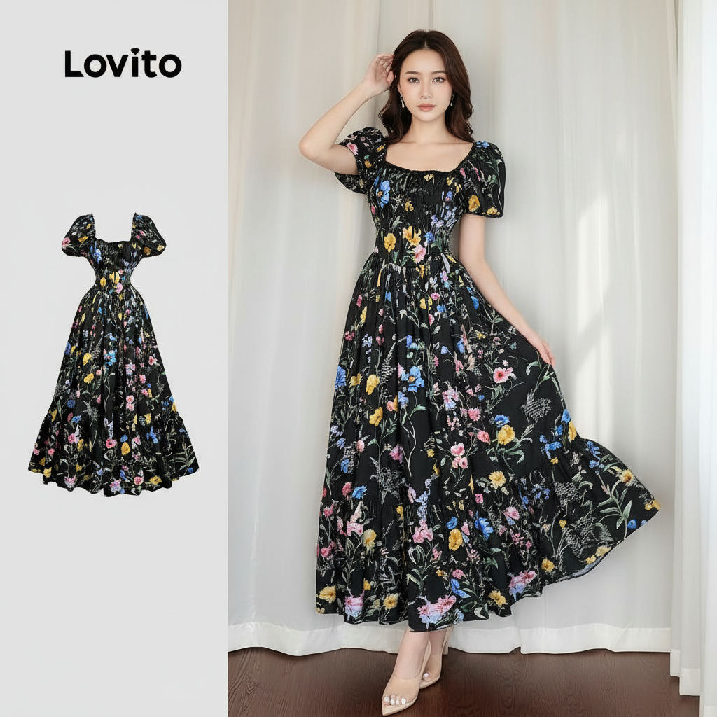 Lovito Vestido Casual Evangélico com Zíper para Primavera e Verão Feminino LBL30115 em Oferta na Shopee