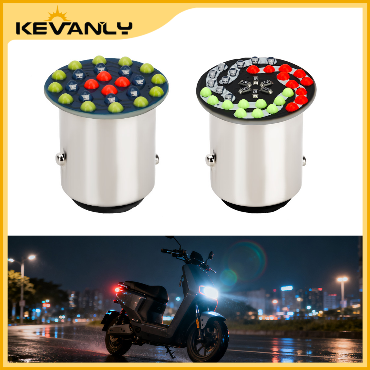 KEVANLY 1 Unidade Lanterna Traseira De Motocicleta 1157 BAY15D P21/5W Luz De Freio LED Cintilante De 3 Cores 12V