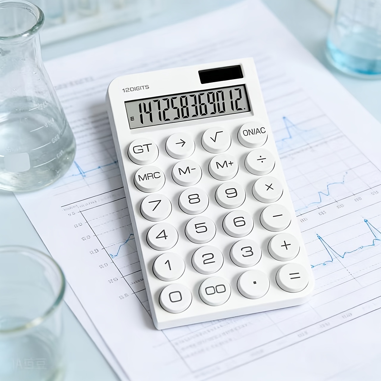 Calculadora Preta De 12 Dígitos Com Display Grande , Memória GT De Raiz Quadrada , Bateria Solar , Energia Dupla Para Es