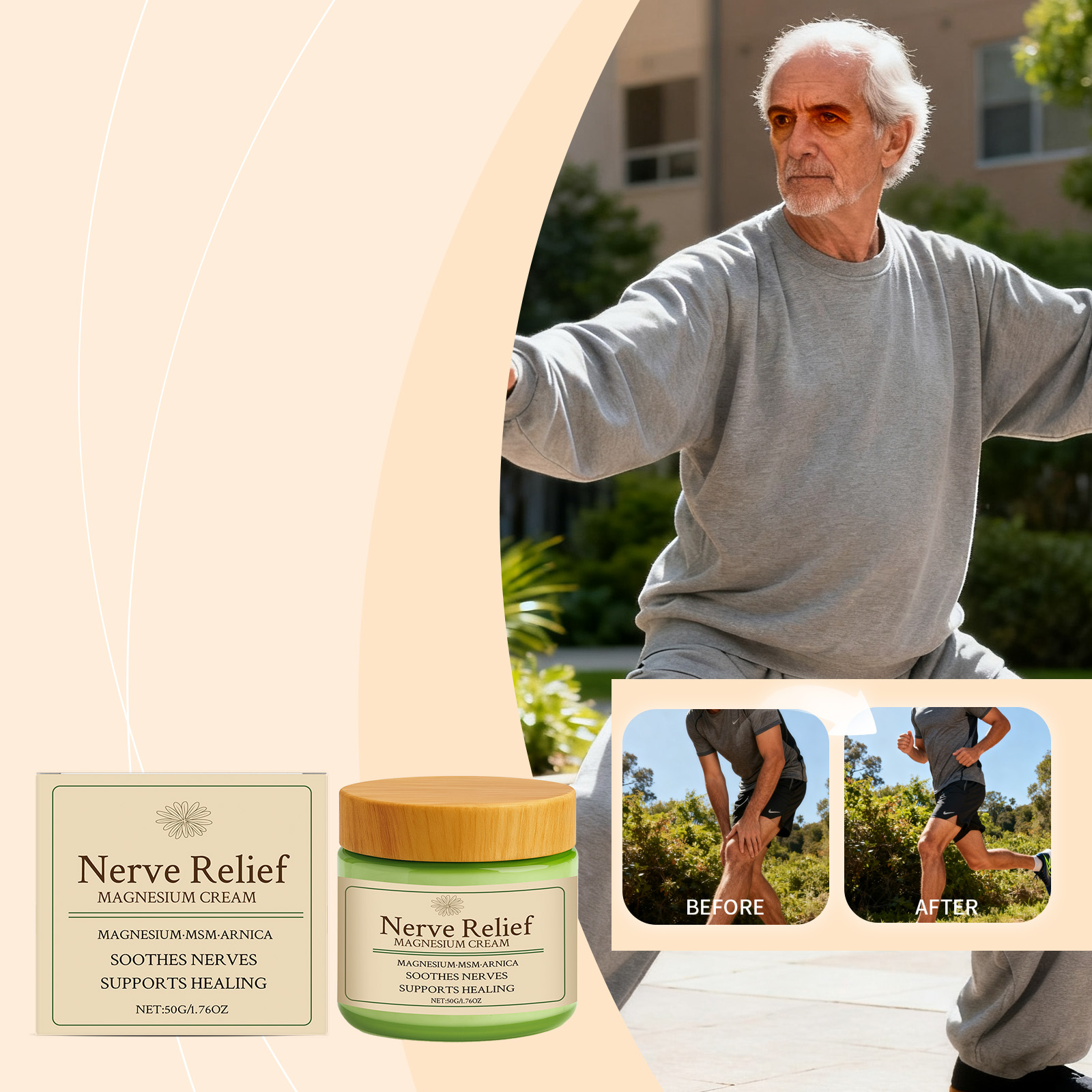 Creme Avançado de Magnésio para os Músculos 50g | Com Arnica & MSM para Conforto Pós-Treino | Bálsamo Calmante para