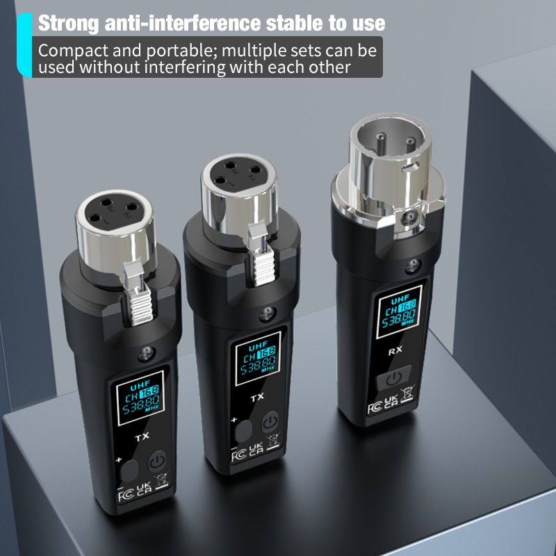 Transmissor e receptor XLR recarregáveis conversor de microfone sem fio para misturador de microfone dinâmico guitarra