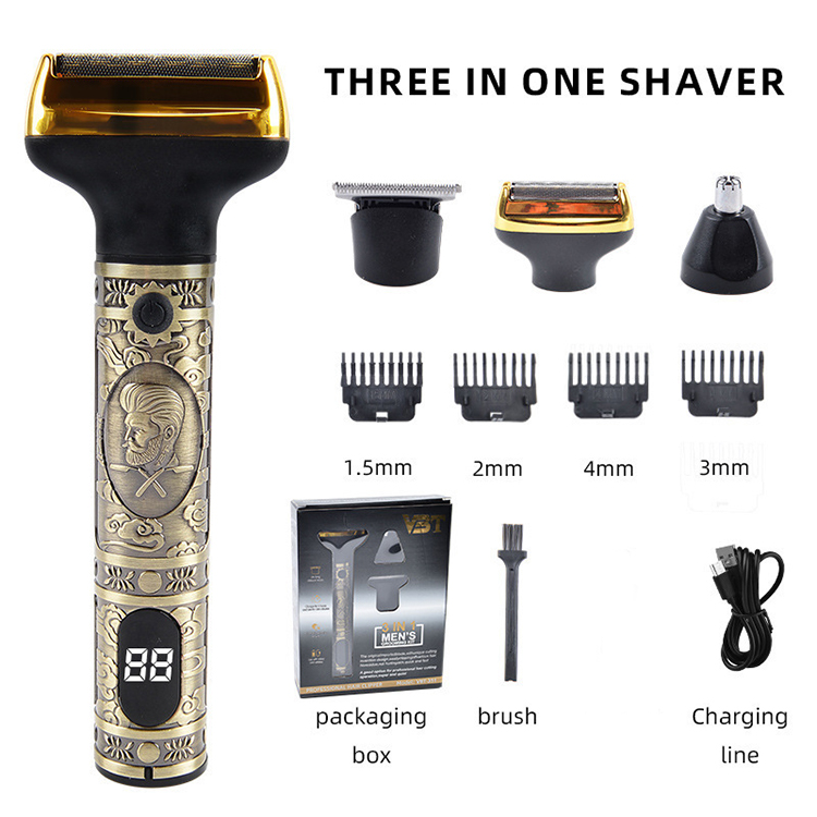Kit De Higiene Masculina 4 Em 1 Sem Fio USB-Barbeador Elétrico E Máquina De Cortar Cabelo , Aparador De Costeletas De So