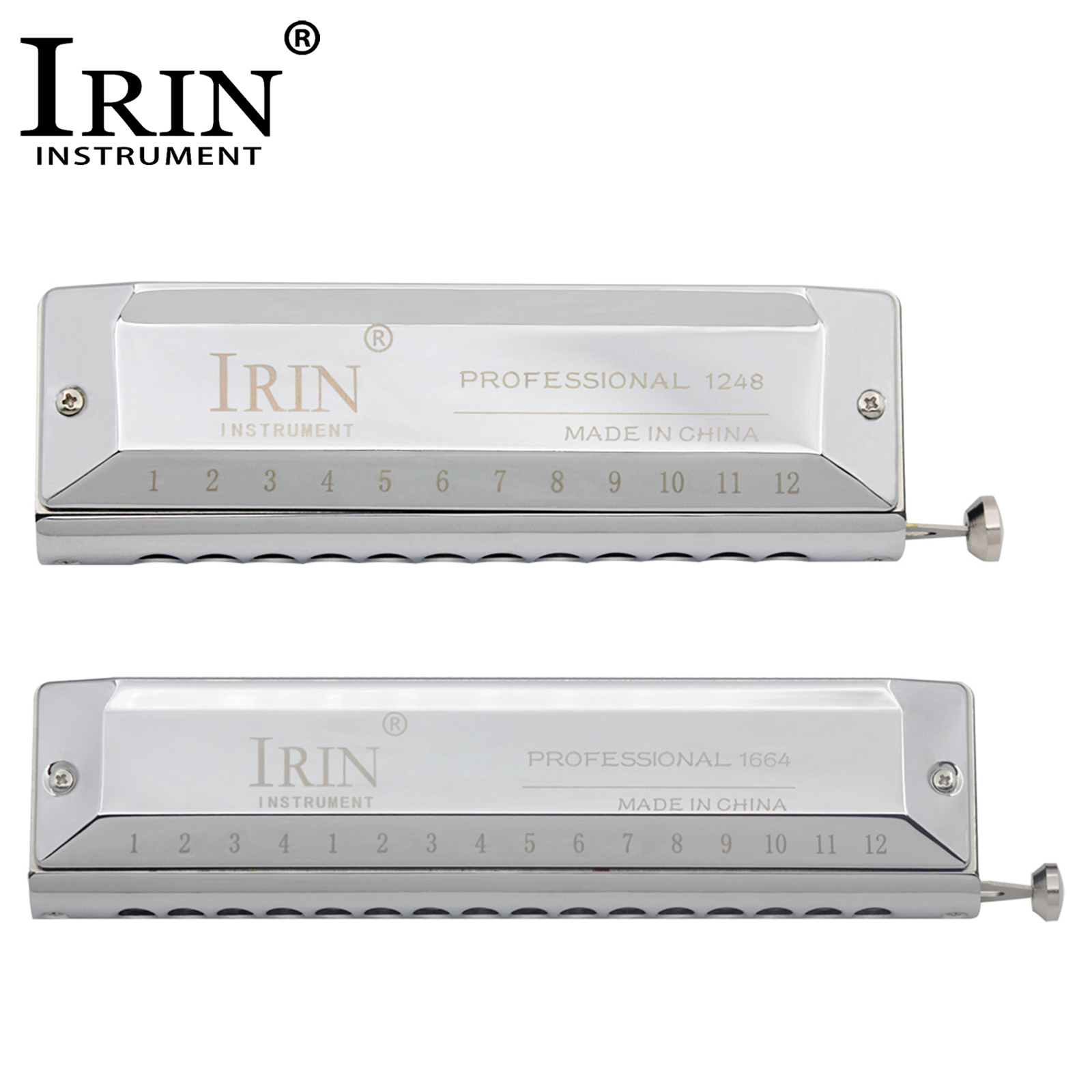 IRIN Harmonica Cromático 16 Orifícios 64 Notas/12 Orifícios 48 Notas Semitons Órgão de boca Instrumento de sopro