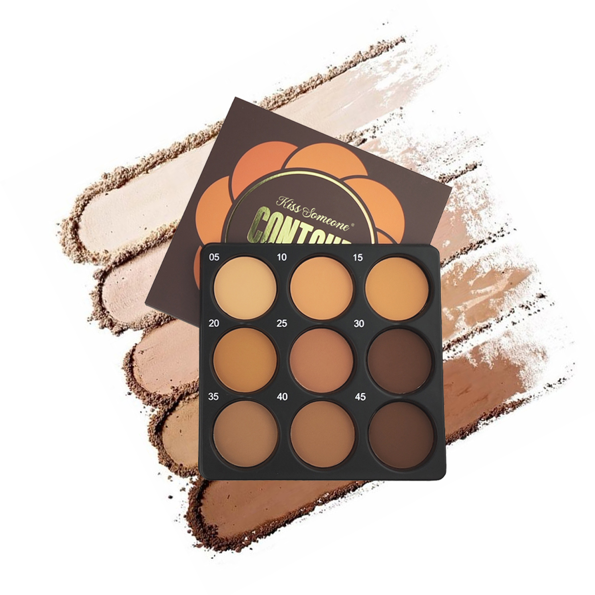 Paleta de Contorno em Pó com 9 Cores Kiss Someone, Kit de Contorno Matte para Peles Médias a Negras, Maquiagem