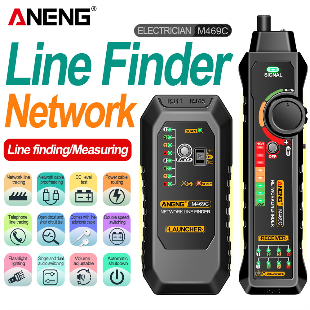 ANENG M469C Analisadores Localizador De Cabo RJ45 RJ11 LAN Testador Ferramenta De Rede Traço Medida Reparação Multifunci