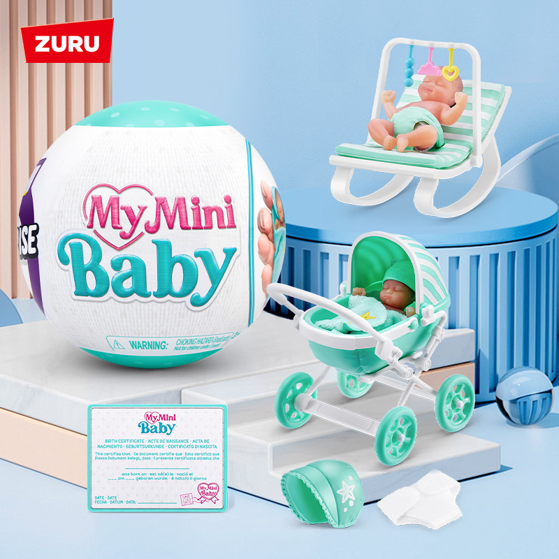 ZURU My Mini Baby Kit de Boneca Surpresa | Carrinho de bebê multicolorido com bolinhas + canguru de unicórnio +
