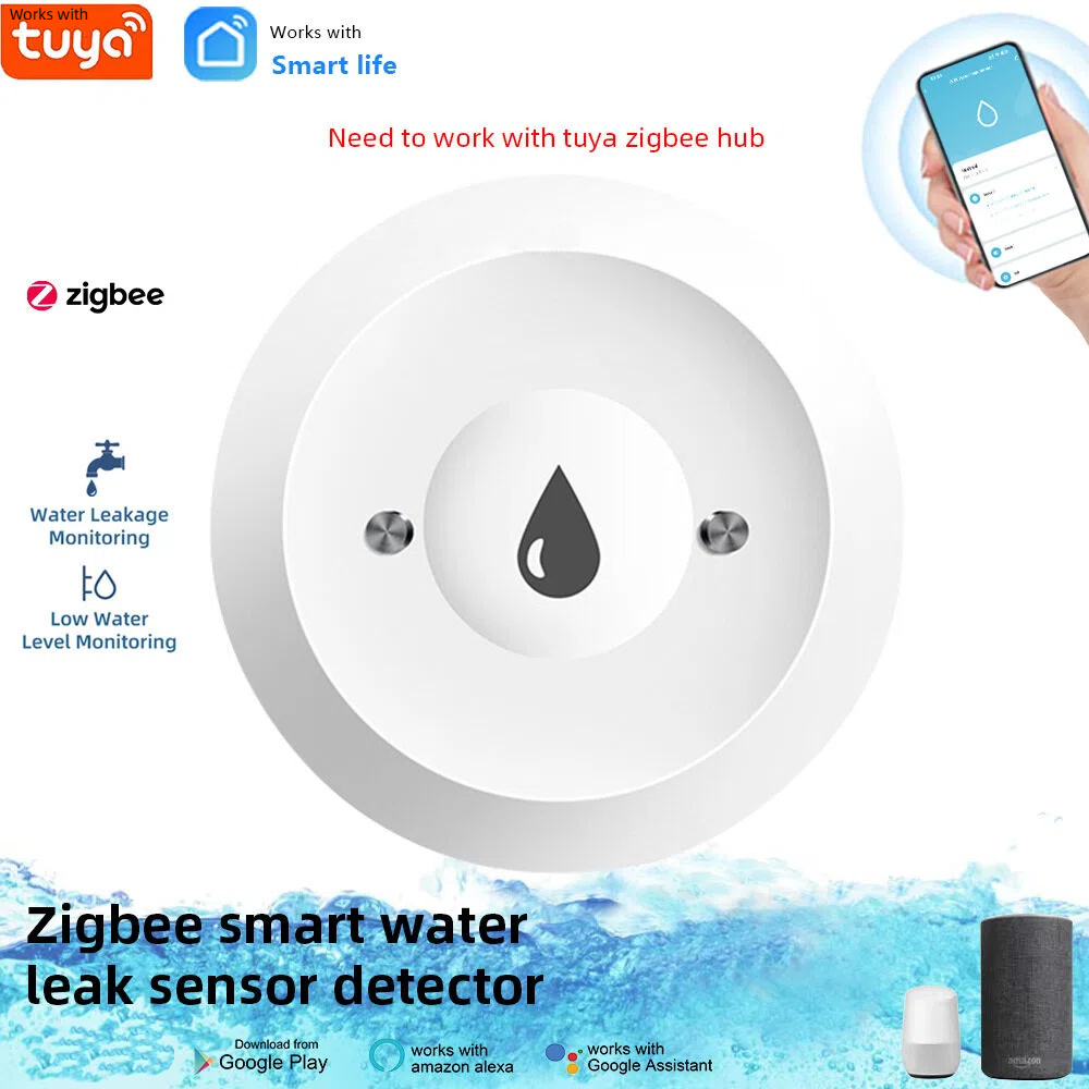 Sensor De Entrada Inteligente Do Alarme De Segurança Aplicativo Detector De Vazamento De Água Zigbee