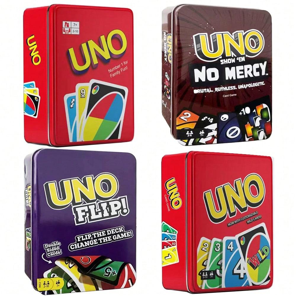 Jogo De Cartas UNO FLIP Dupla Face Clássico Tabuleiro Para Festa Em Família WILD Action Tin Box Set Holiday Entertainmen