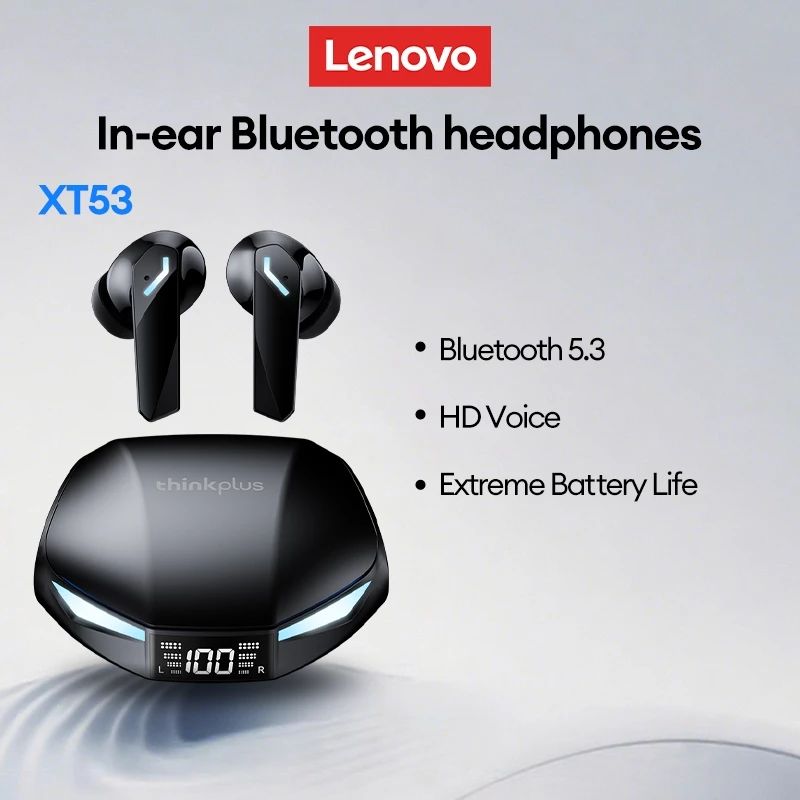Fones de ouvido Lenovo Thinkplus XT53: TWS, Bluetooth, fones de ouvido sem fio para jogos, fones de ouvido estéreo de