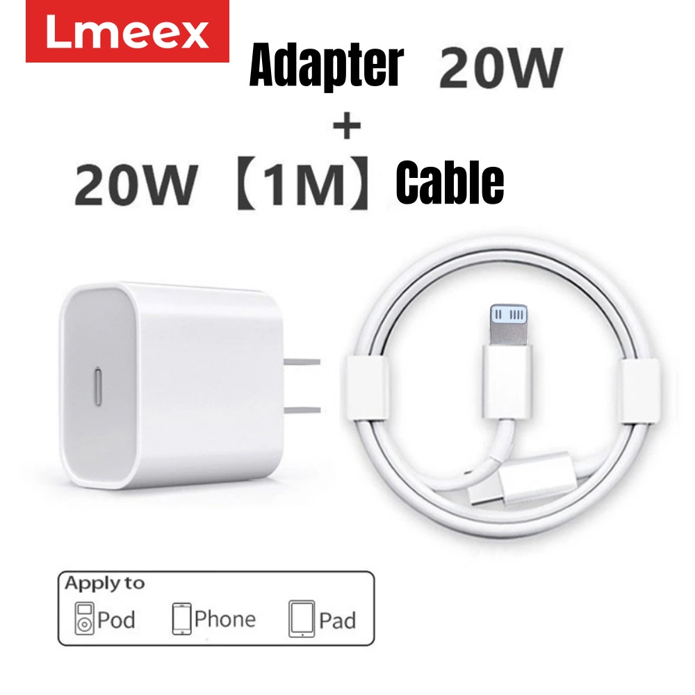 Adaptador Carregador Rápido PD 20W com Cabo de Dados para iPhone 14 13 e iPad
