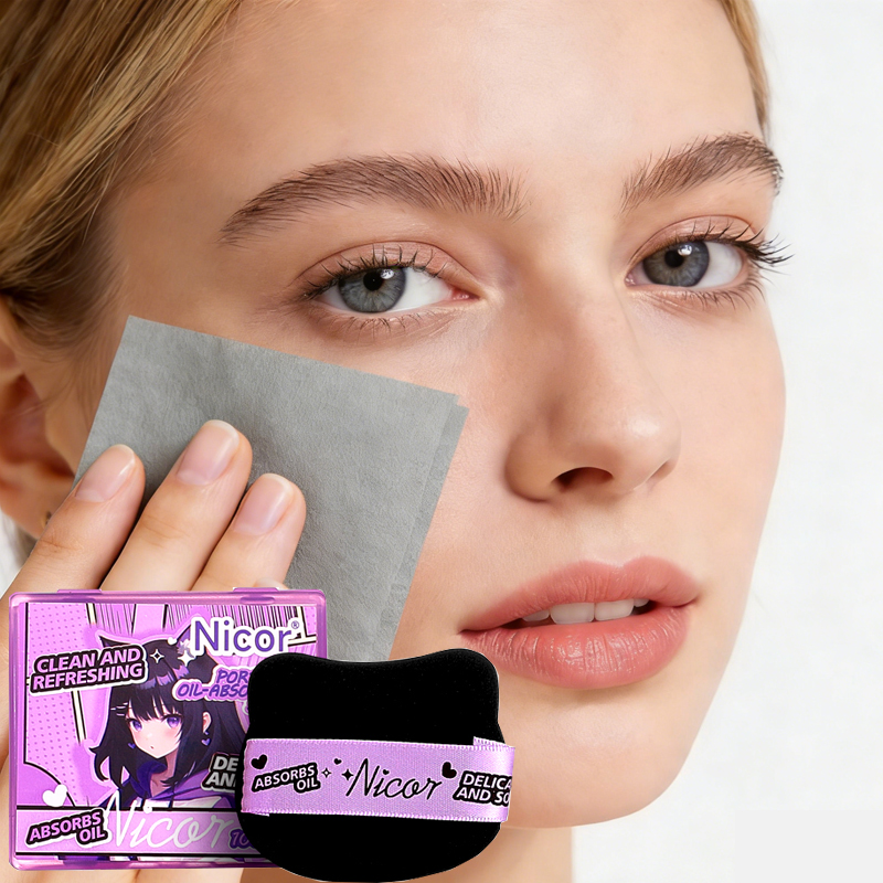 Papel Absorvente De Óleo De Carvão De Bambu Portátil 100 Folhas Controle Facial Com Espelho De Sopro Maquiagem Retoque