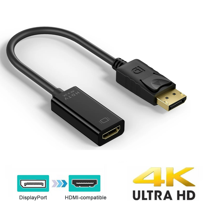 Adaptador Compatível Com DP Para HDMI : Conversor De Vídeo DisplayPort Macho Fêmea Laptop , PC E Tablet , Conector De Áu