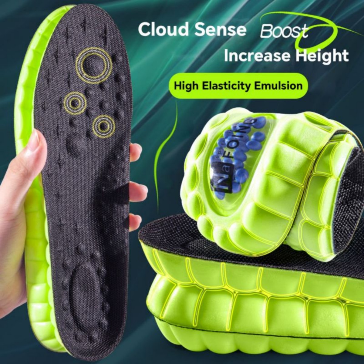 Palmilhas Spring 4D Cloud Sport – Almofada De Ar PU , Absorção , Suporte De Arco Para Corrida
