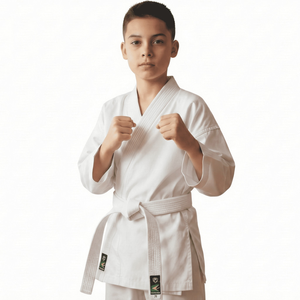 Uniforme Infantil De Karatê Branco Com Cinto , 100 % Algodão Grosso , Qualidade Reforçada Dupla Gi