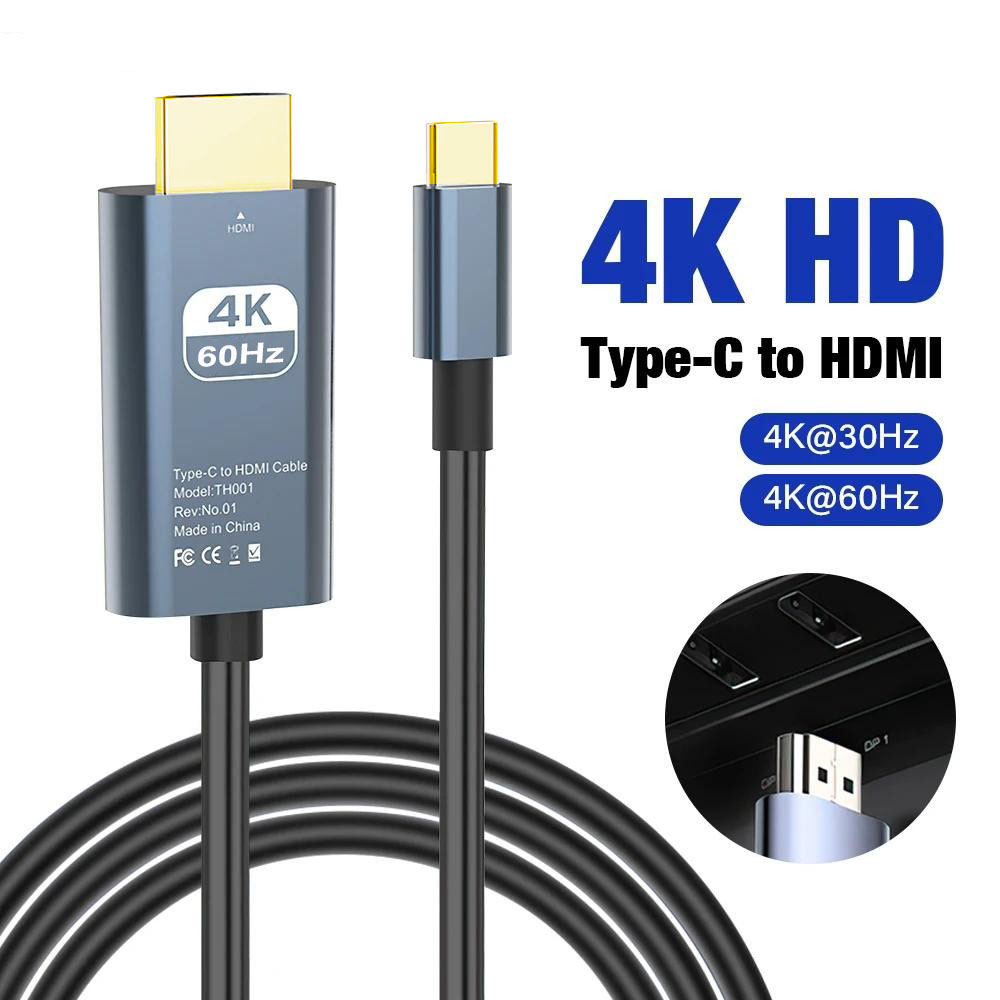 Cabo USB C para HDMI 4K@60Hz Cabo Tipo-C para HDMI Cabo Adaptador Ultra Alta Velocidade Para MacBook Pro Air iPad em Oferta na Shopee