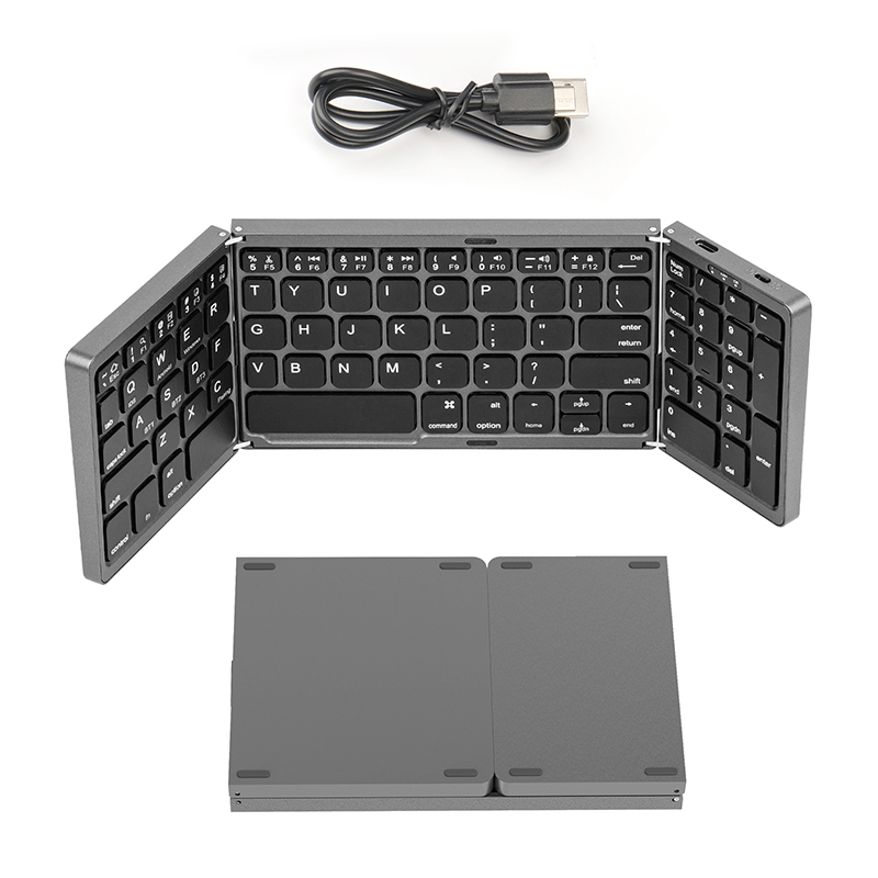 Teclado Bluetooth dobrável compacto Jomaa, recarregável e sem fio, com teclado numérico, para uso em vários